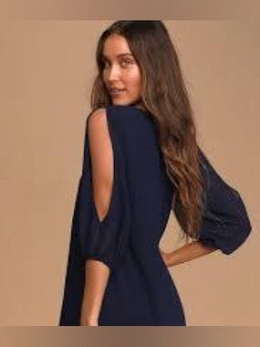 Lulu's Navy V-Neck Tie-Sleeve Mini Dress XL NWT
